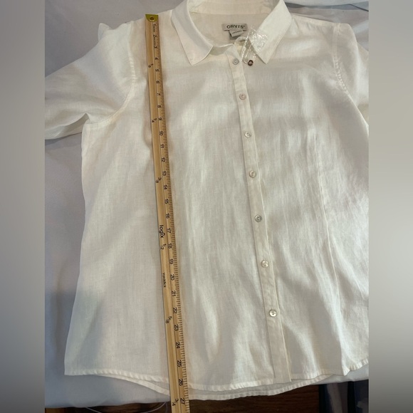 Orvis 100% Linen Women's Everyday Boyfriend Button Down Size XL White - Picture 5 of 10